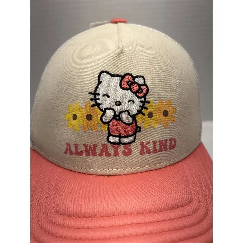 Hello Kitty BallCap Youth Always Kind Pink White Mesh Embroidered Adjustable NEW